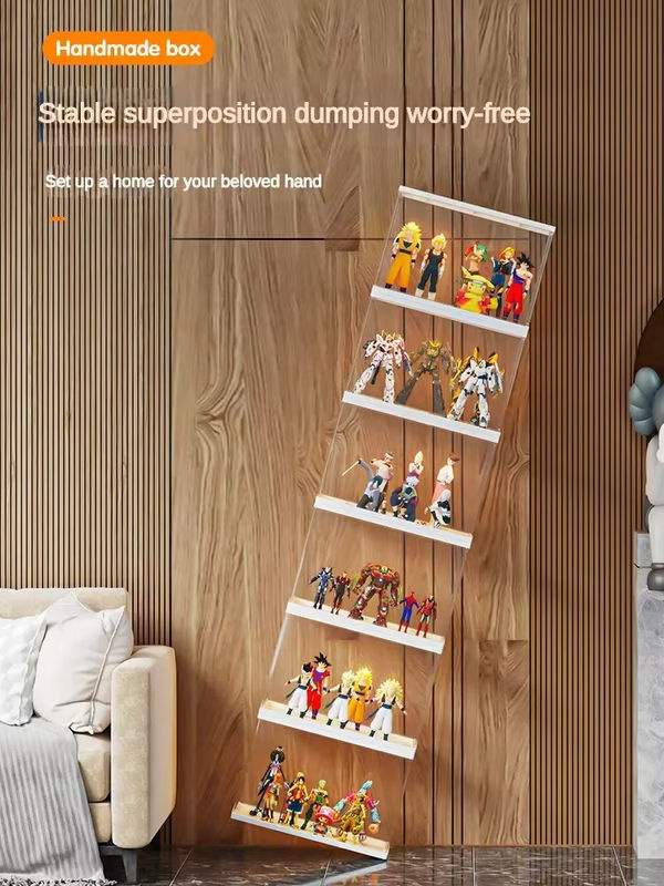 Action Figure Vitrine Blind Box mit Staubschutz aus Acryl und Kunststoff, Display Regal Aufbewahrungsbox in Transparent und Weiß - Bild 4