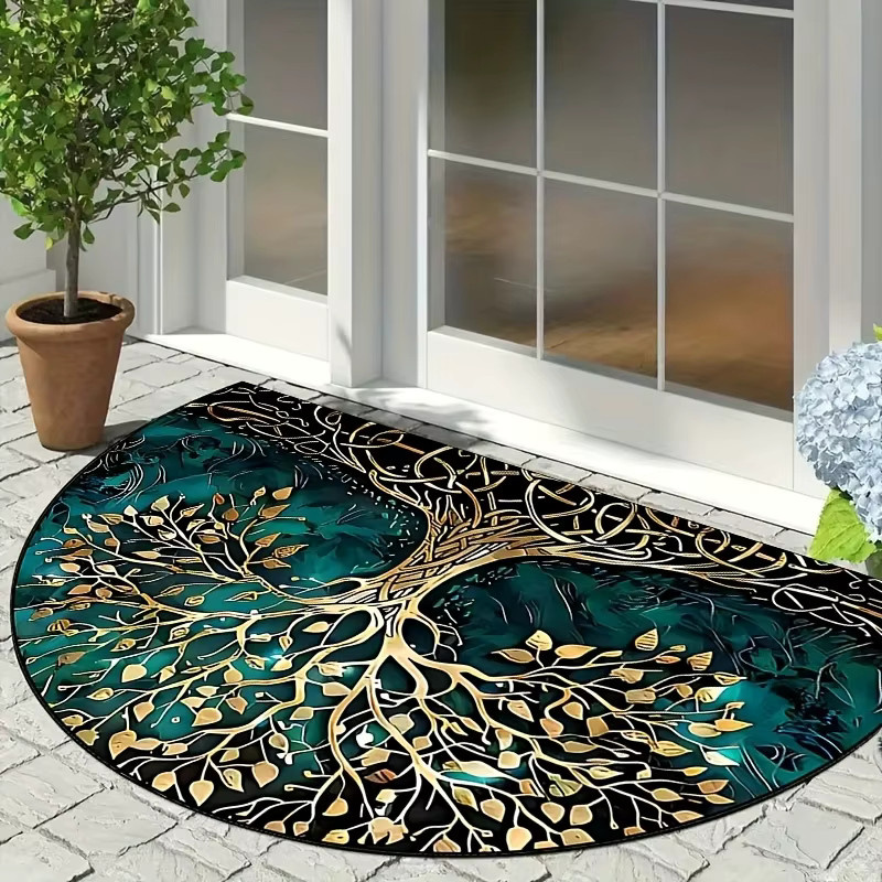 VIKAMA Life Tree Halbkreis-Willkommens-Fußmatte, rutschfester Teppich in Multicolour für Eingangsbereich, Wohnzimmer und Schlafzimmer, B/T: 60 x 40 cm - Bild 5