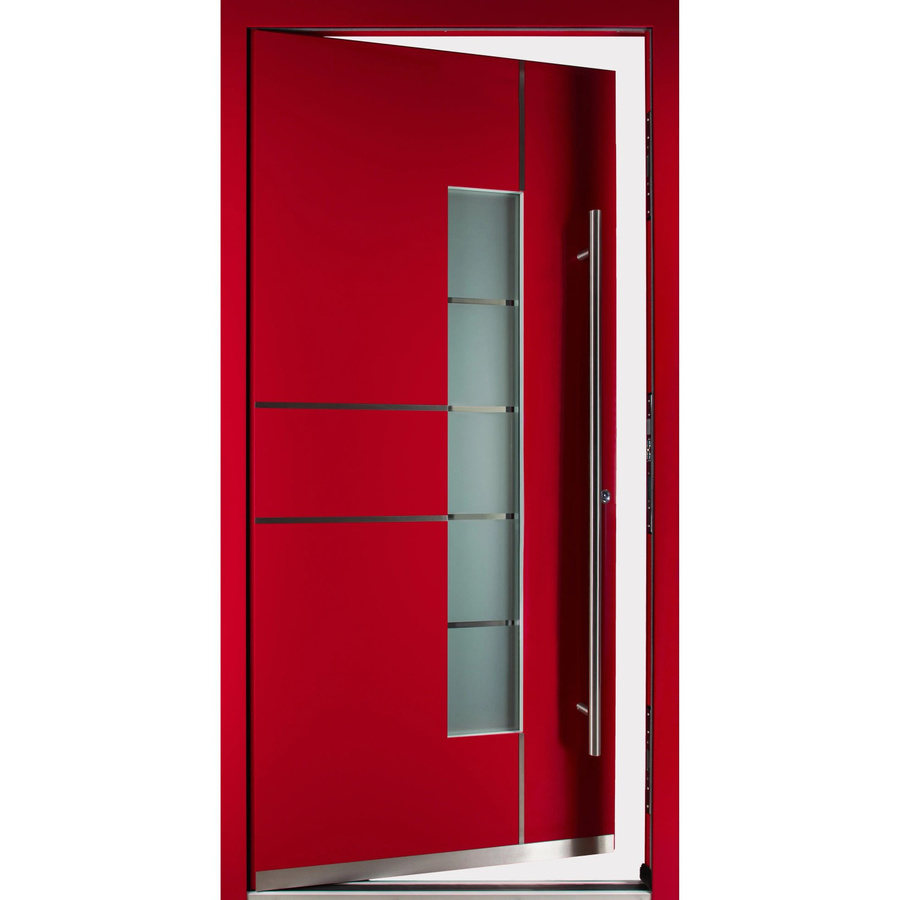 Moderno Haustür M360P in Rubinrot mit Glaseinsatz aus Aluminium, B/H: 100 x 210 cm, DIN Rechts - Bild 2