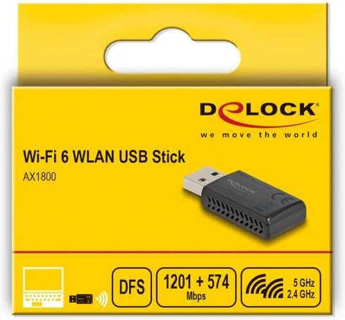 Delock WLAN Stick WiFi 6 Dual Band USB-A Schwarz - Bild 1