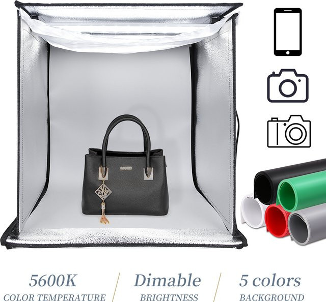 SH Fotografie-Tischlichtbox mit 6 Farbhintergründen und tragbarem Desktop-Fotostudio für Soft-Shooting - Bild 1
