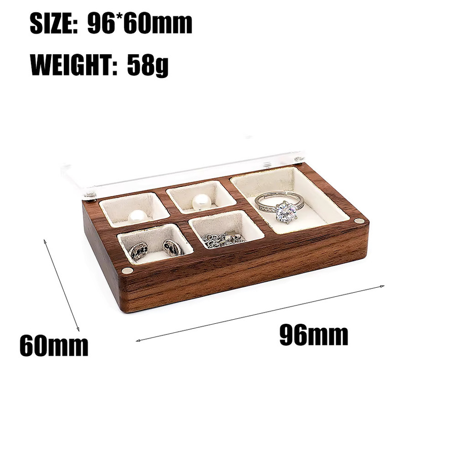 Schmuck-Display-Box aus Walnuss-Holz in Braun zur Aufbewahrung von Ringen, Ohrringen, Halsketten und Anhängern - Bild 2