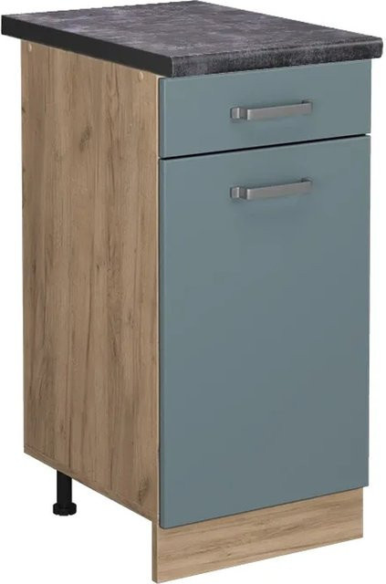 Vicco Küchenunterschrank R-Line in Blau-Grau/Goldkraft Eiche und Anthrazit, Breite: 40 cm - Bild 1