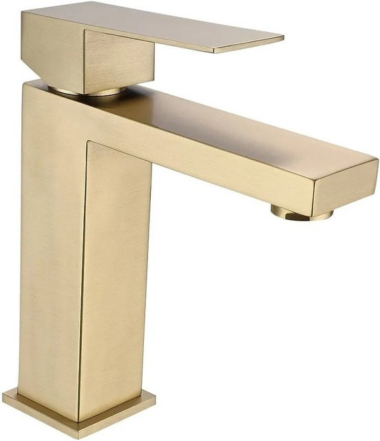 Vente-unique Waschtischarmatur Canilas Einhebelmischer aus Edelstahl in Gold, Höhe: 15,3 cm - Bild 1