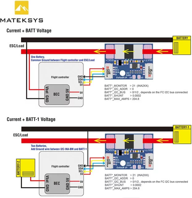 Matek I2C-INA-BM Ultra-präzises I2C-Power-Monitoring-Modul in Blau - Bild 1