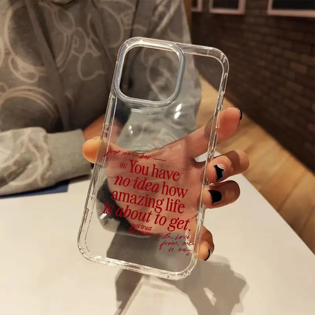 Transparente iPhone Hülle mit rotem Valentinstags-Zitat und christlichem Design für iPhone 17 Pro Max, 16, 15, 14, 13, 12, 11, X, XS, XR, 7, 8 Plus - Bild 1