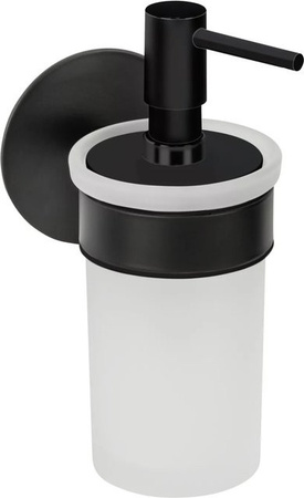 Schöner Wohnen Seifenspender Meleto aus Edelstahl und Glas in Schwarz mit 150 ml Fassungsvermögen zum Kleben oder Bohren