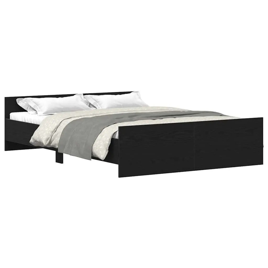 vidaXL Bettgestell ohne Matratze in Schwarz und Eichen-Optik aus Kiefernholz, B/T/H: 140 x 190 x 143 cm - Bild 2