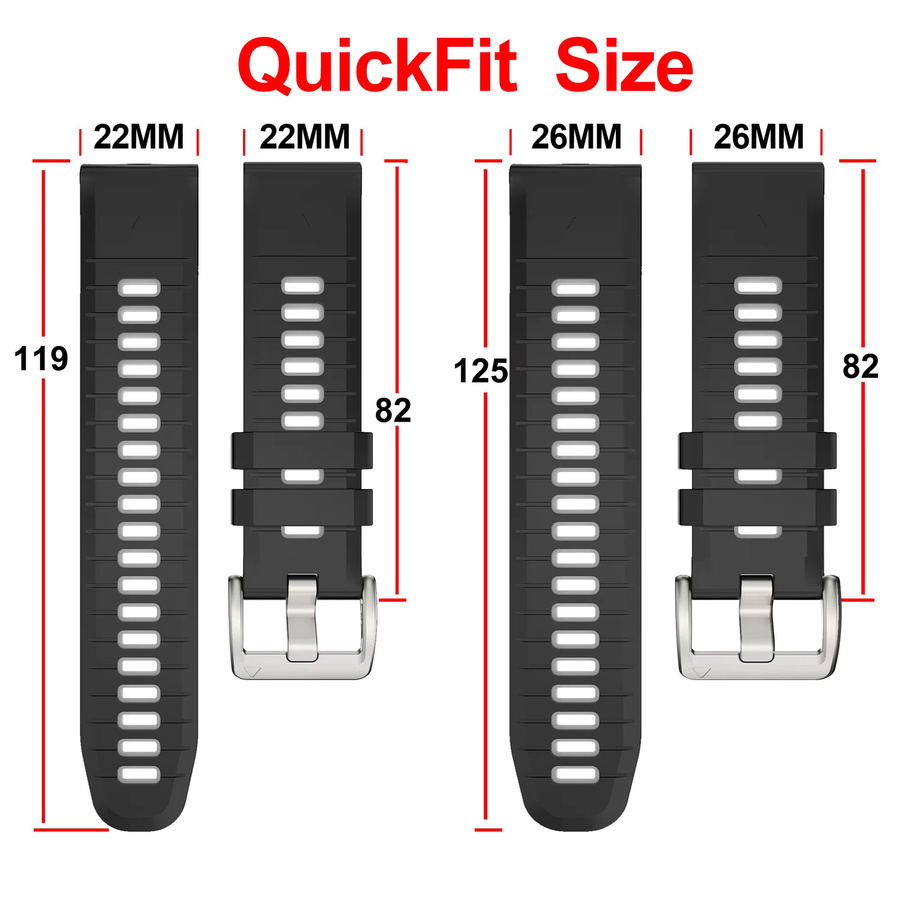 LENNIK Uhrenarmband Silikon, 22 26mm, Schwarz, Unisex - Bild 2