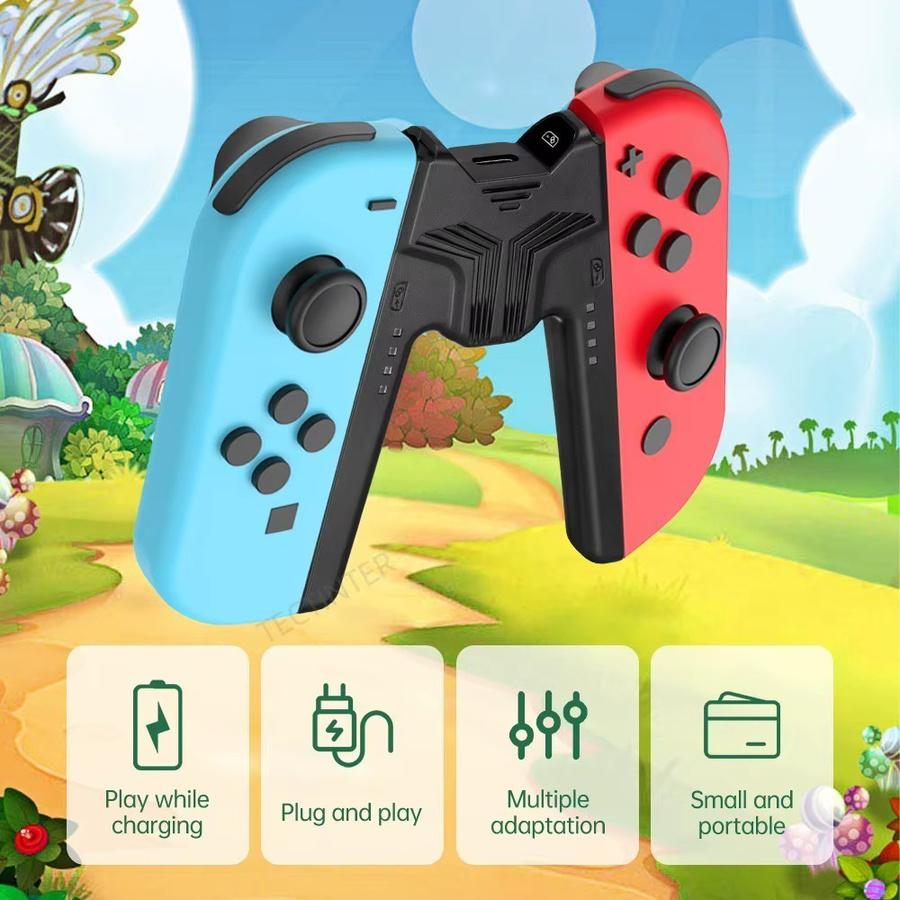 Ladestation und Halterung für Nintendo Switch und OLED Modelle, Ladegriff für Joy-Con Controller in Schwarz - Bild 2
