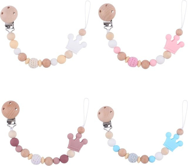 Panplay Baby Schnullerhalter mit Silikon Perlen als Beißring und Schnullerkette, BPA-frei, Mehrfarbig - Bild 1