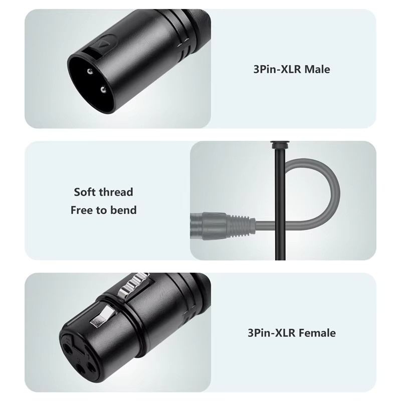 OUIO XLR-Splitterkabel Y-Splitter Stecker auf Dual-Buchse in Schwarz für Verstärker und Mixer - Bild 3