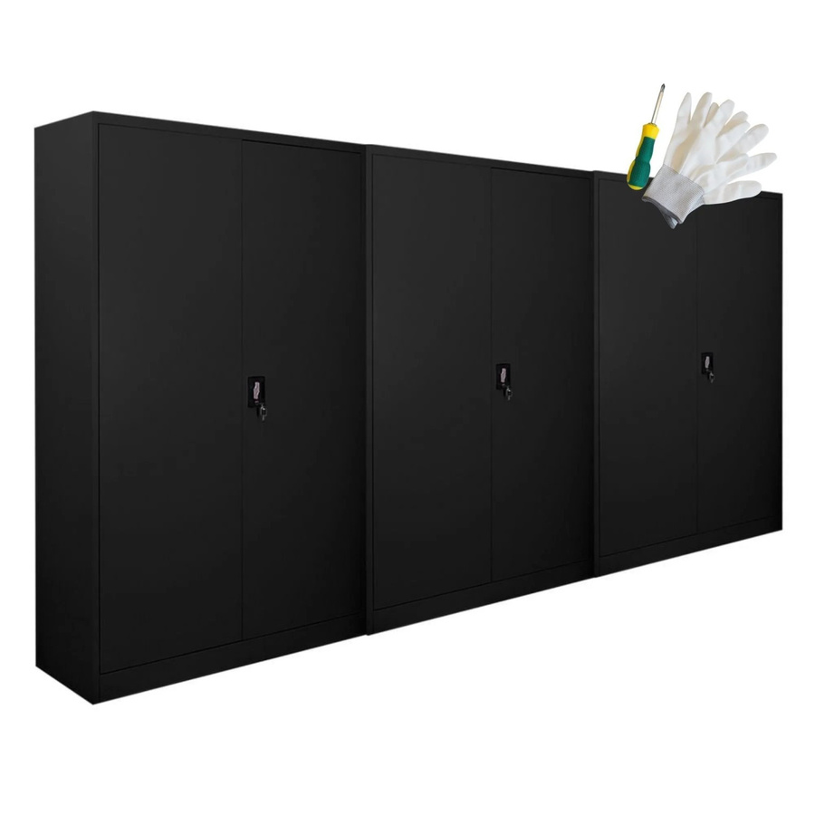 PROREGAL Aktenschrank ELEPHANT mit 2 Flügeltüren, abschließbar, Schwarz, Stahl pulverbeschichtet, H x B x T: 180 x 120 x 40 cm - Bild 2