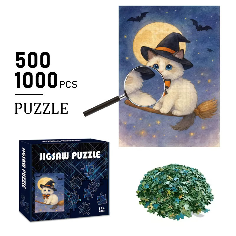 AZNM Katzenreiter Besen Fantasieszene, Puzzle, ab 14 Jahren - Bild 2