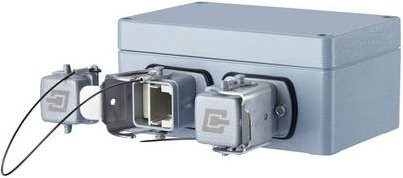Metz Connect E-DAT Industry IP67 V5 2 Port Metal Outlet mit Ethernet/LAN und USB-C in Silber/Grau - Bild 1
