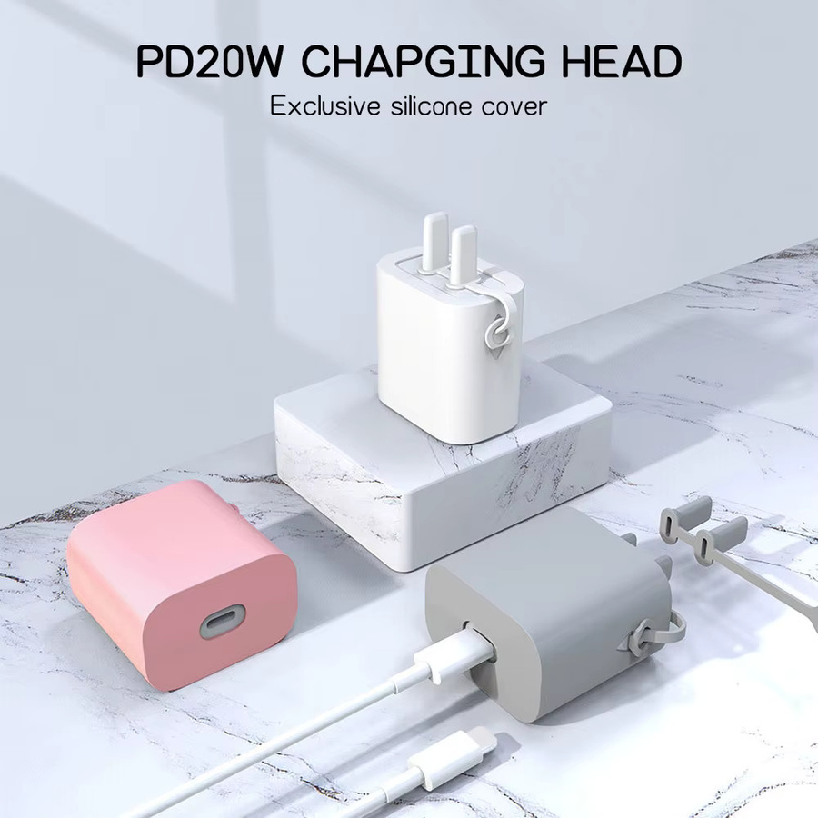 PD Silikon-Ladegerätabdeckung für 20W USB-C Ladekabel, Schutzkappe für iPhone 17 Pro Max, 16, 11, in Weiß und Grün - Bild 3