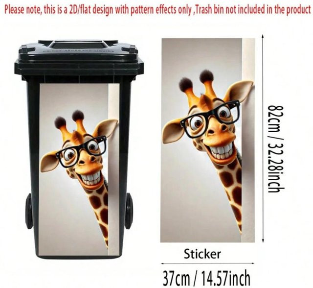 Selbstklebende Mülleimer-Aufkleber von jinshengMC mit Animal-Print Design in Mehrfarbig für die Dekoration von Mülltonnen im Außenbereich - Bild 1