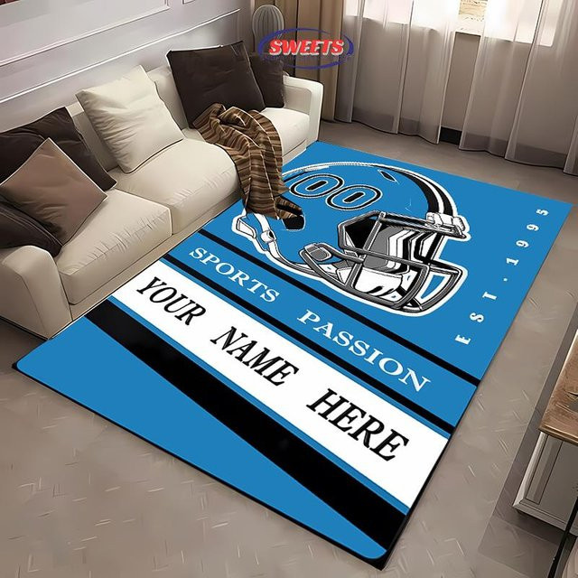 Personalisierter Fußballteppich mit Nummer von Wucifang Jewelry in Blau, B/T: 60 x 40 cm - Bild 1