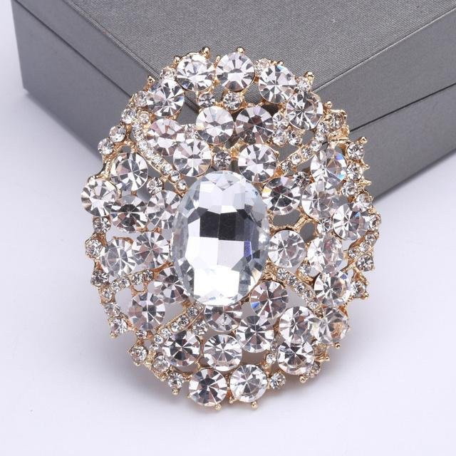 YIRAN Jewelry Brosche, Kristall-Strass, Glas, grau, Damen - Bild 1