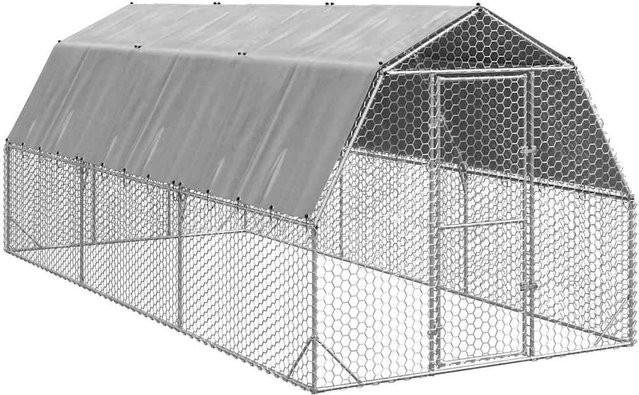 Vidaxl Hühnerstall mit Giebeldach aus verzinktem Stahl in Silber, B/T/H: 600 x 250 x 225 cm - Bild 1