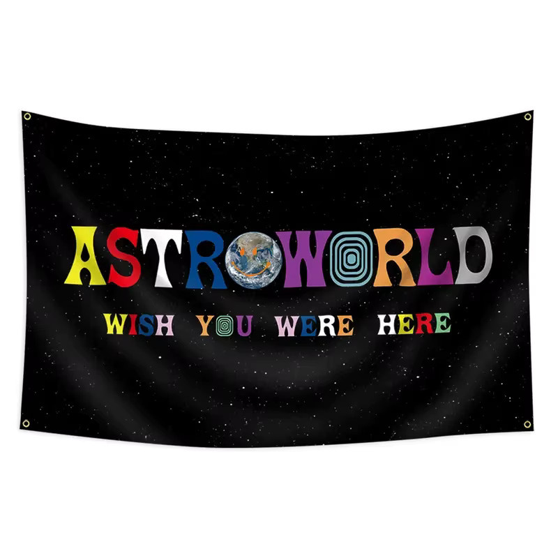 VIKAMA Astroworld Wish You Were Here Wandteppich, Hip-Hop Wandbehang in Multicolour, B: 60 cm, H: 40 cm - Bild 3