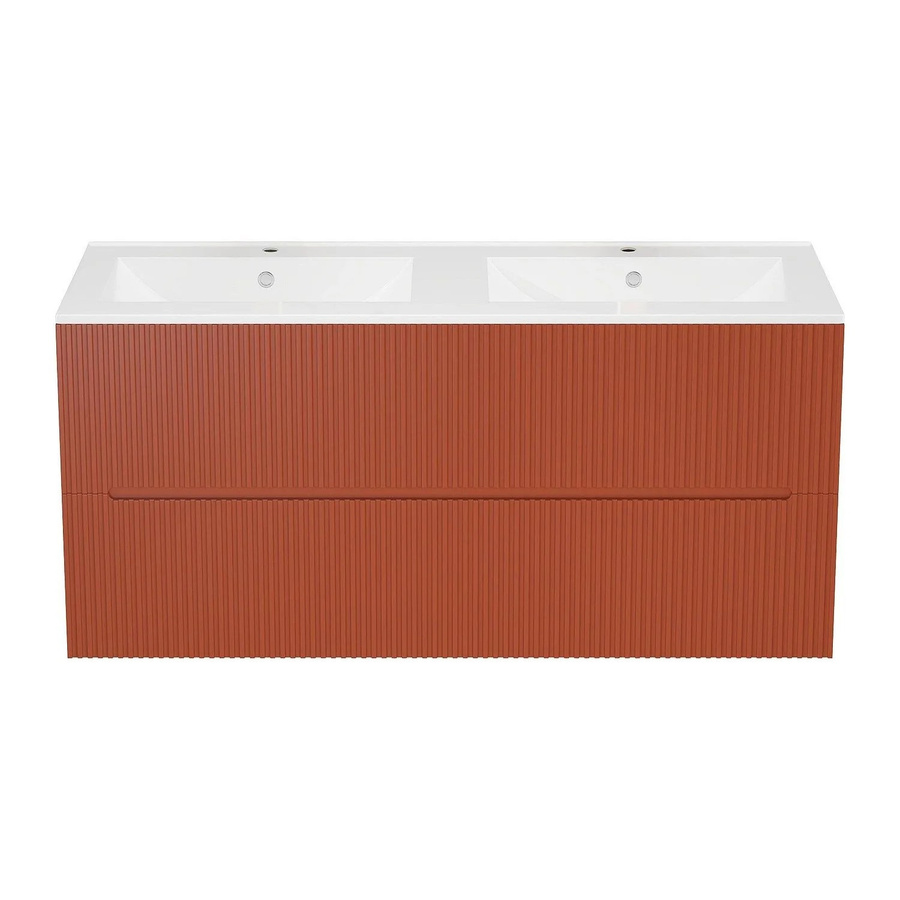 Pavani Doppelwaschtisch in Terracotta und Weiß, zeitgenössischer Stil, B/T/H: 120 x 45,5 x 55 cm - Bild 2