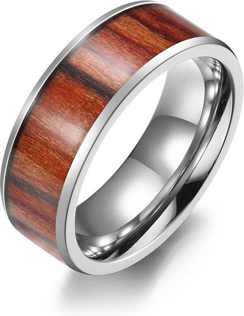 Eheringe Titanstahl, Intarsien, brown - Bild 1