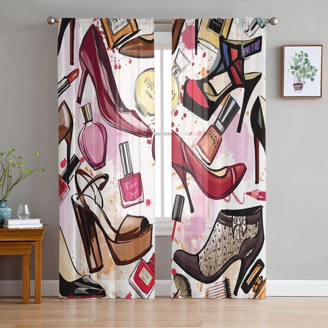 Super Six Transparente Chiffon-Vorhänge im Retro-Design, Farbe: Transparent, B x H: 135 x 114 cm - Bild 1