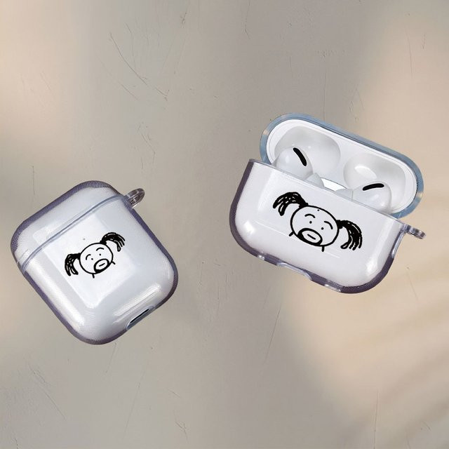 Personalisierte AirPods Schutzhülle mit Cartoon-Design und großen Augen für Apple AirPods 4, AirPods 3, AirPods 2 und AirPods Pro, transparent - Bild 1
