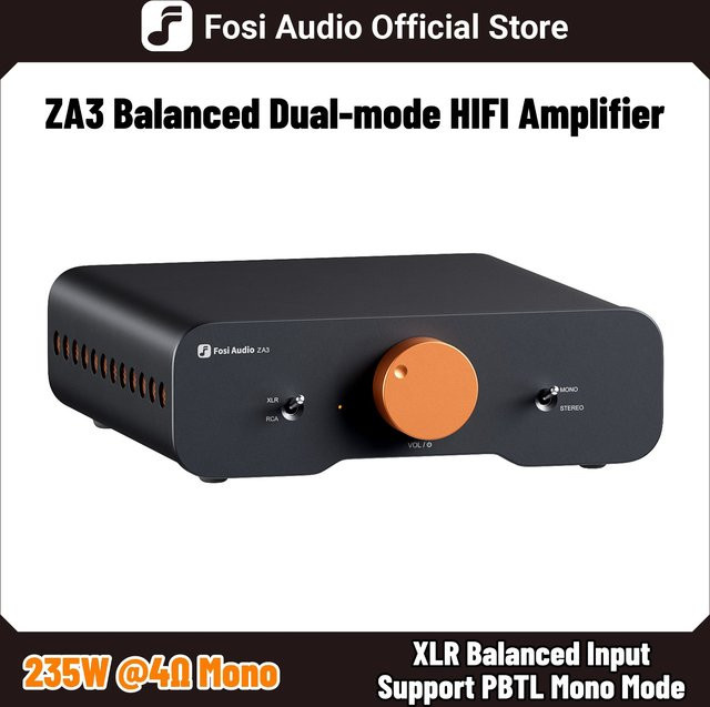 Fosi Audio Stereo-Leistungsverstärker TPA3255 Klasse D HiFi-Audio-Verstärker in Schwarz mit XLR/RCA/Symmetrischem Eingang - Bild 1