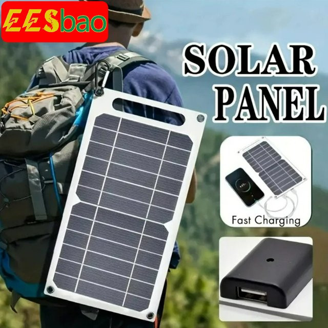 EESBAO Solarpanel mit USB, 25-35W, wasserdicht, Schwarz, für Camping und Outdoor-Wandern - Bild 1