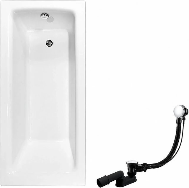KOLMAN Badewanne rechteckig aus Acryl in Weiß inklusive Ablauf und Füßen B/T: 110 x 70 cm - Bild 1