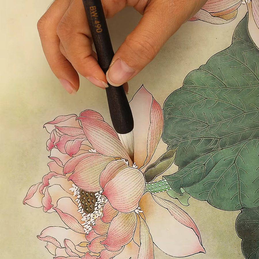 Artsecret 3-teiliges Kalligraphie-Pinsel-Set aus Ziegenhaar in Braun für Aquarell und Tinte - Bild 3