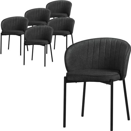 6er Set Esszimmerstühle ML-Design Anthrazit mit Armlehnen und Metallbeinen - Bild 1