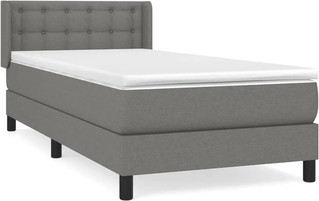 vidaXL Boxspringbett mit Matratze Dunkelgrau B/T/H: 90 x 200 cm, Hybrid-Design mit Taschenfederkern - Bild 1