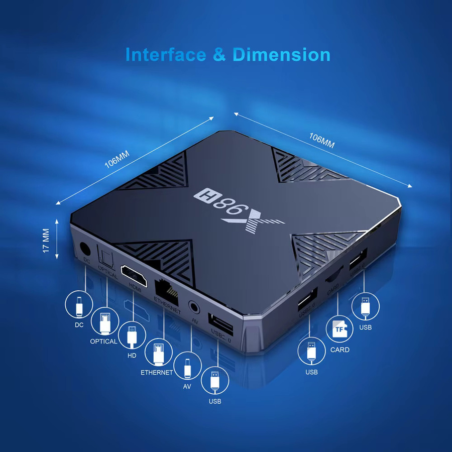 X96 Smart TV Box X98H Android 12 Media Streamer mit Allwinner H618 Prozessor, 4K UHD, Dual WLAN 2,4G/5G, Schwarz - Bild 2
