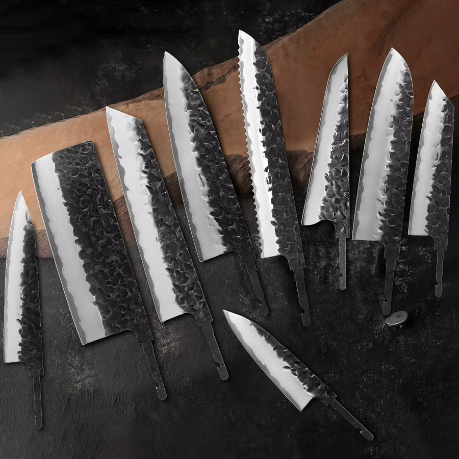 YIZEMA Japanisches Kochmesser aus handgeschmiedetem Edelstahl als DIY Blank Blade mit Full Tang in Silber - Bild 1