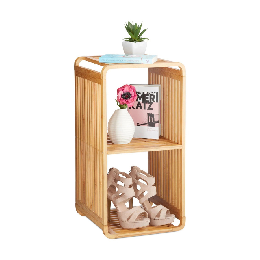 Relaxdays Bambus Regal Natur Beige mit 3 Ablagen H: 64,7 cm, B: 33 cm, T: 33 cm - Bild 2