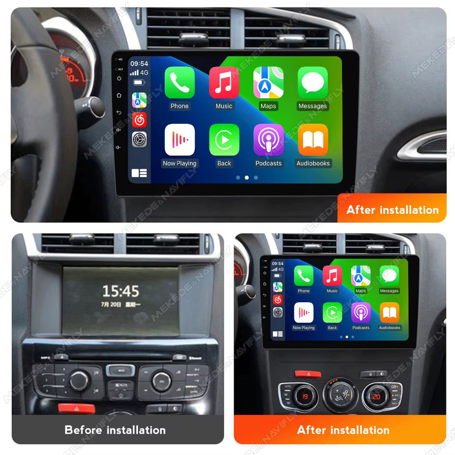 MEKEDE Android 14 Carplay Multimedia Autoradio mit Bluetooth für Citroen C4 C4L und DS4, 10 Zoll, Schwarz - Bild 3
