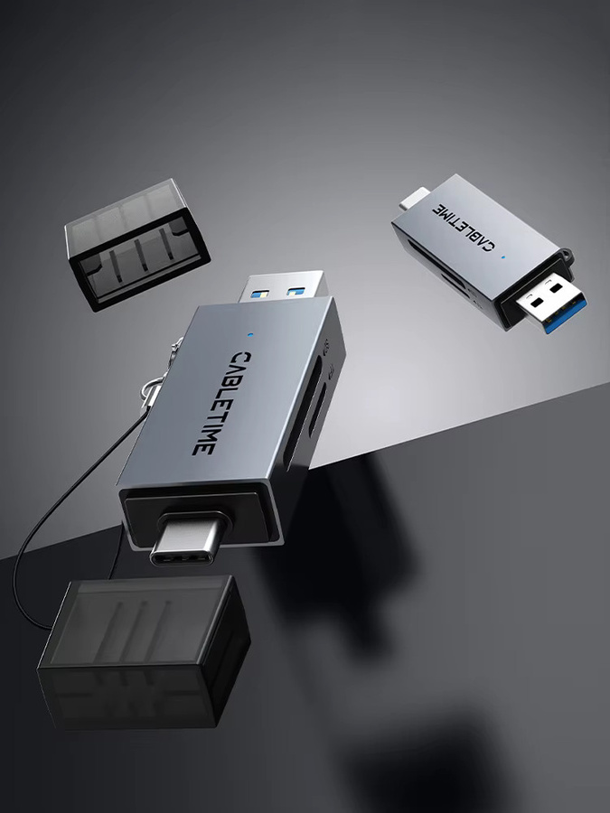 CABLETIME 2-in-1 USB 3.0 Kartenleser mit USB-C und Micro-SD-Anschluss, Hochgeschwindigkeits-Leser mit bis zu 104 MB/s, kompatibel mit Android, iPad und MacBook Pro - Bild 6