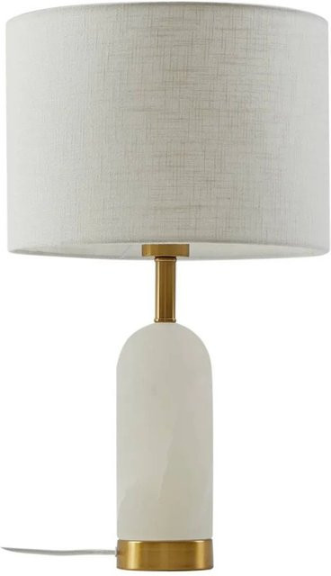 Lindby Tischlampe Alabaster Skandinavisch in Weiß aus Textil und Marmor, E27, Höhe: 50.0 cm, Breite: 30.0 cm, Tiefe: 15.0 cm - Bild 1