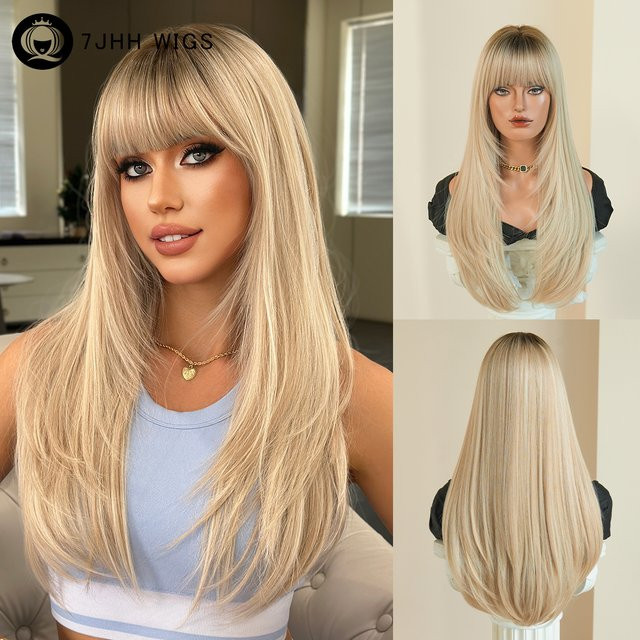 7JHH WIGS Perücke, blond, lang, glatt, Damen - Bild 1