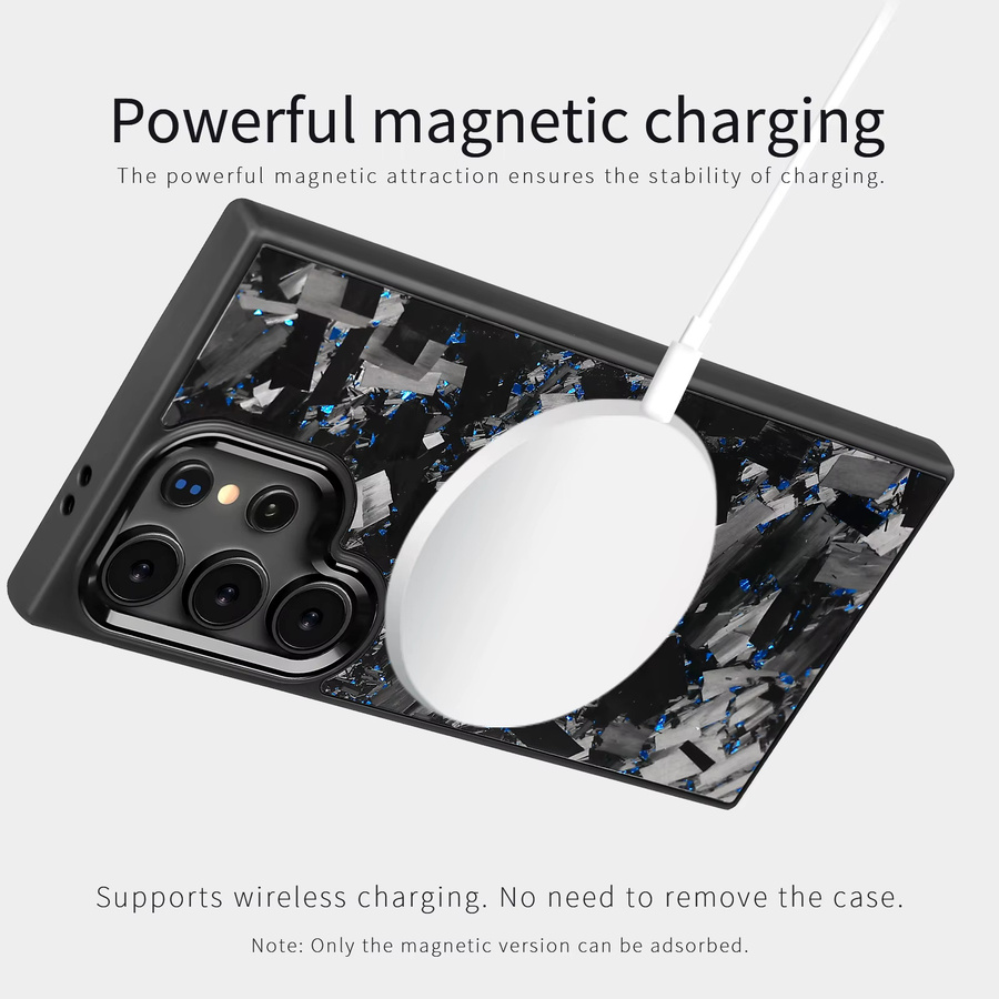Magnetische Carbon Schutzhülle für Samsung Galaxy S23 S24 S25 S26 Ultra und S25 Plus mit MagSafe Kompatibilität in Schwarz und Silber - Bild 3