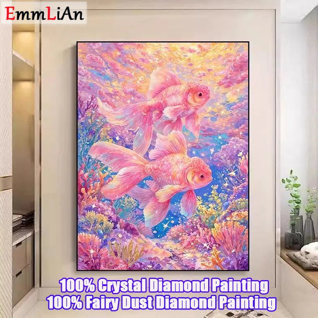 EmmLiAn 5D DIY Diamantmalerei Set Fisch Motiv Multicolour Kristall Mosaik Bild Wanddeko Breite: 30,0 cm - Bild 1