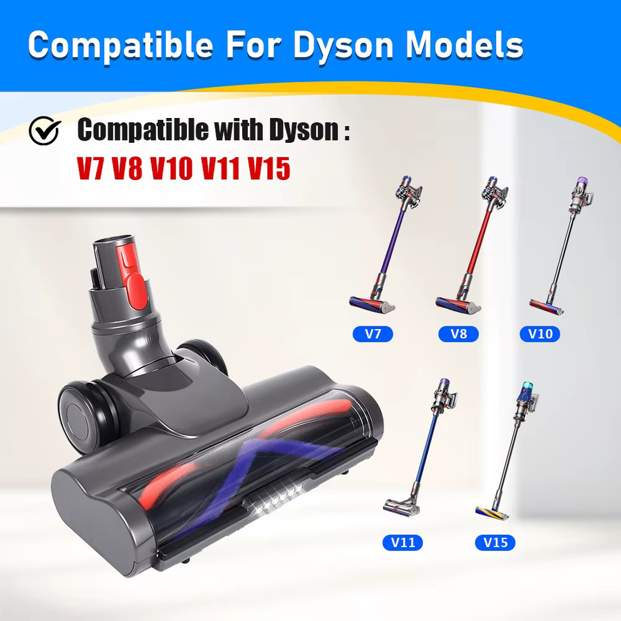 Elektrischer Rollenbürstenkopf für Dyson V7 V8 V10 V11 V15 mit Schnellverschluss für Hartböden und Kurzflor-Teppiche aus Kunststoff - Bild 2