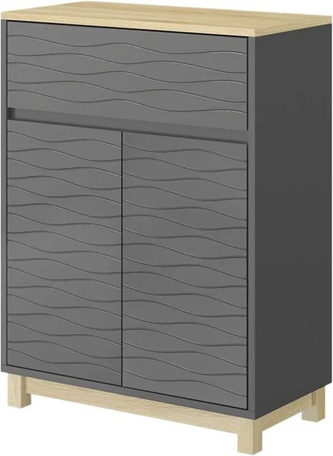 Vicco Midischrank Livia in Anthrazit mit Schublade und Regalböden für dein Badezimmer, B/H: 60 x 80 cm - Bild 1