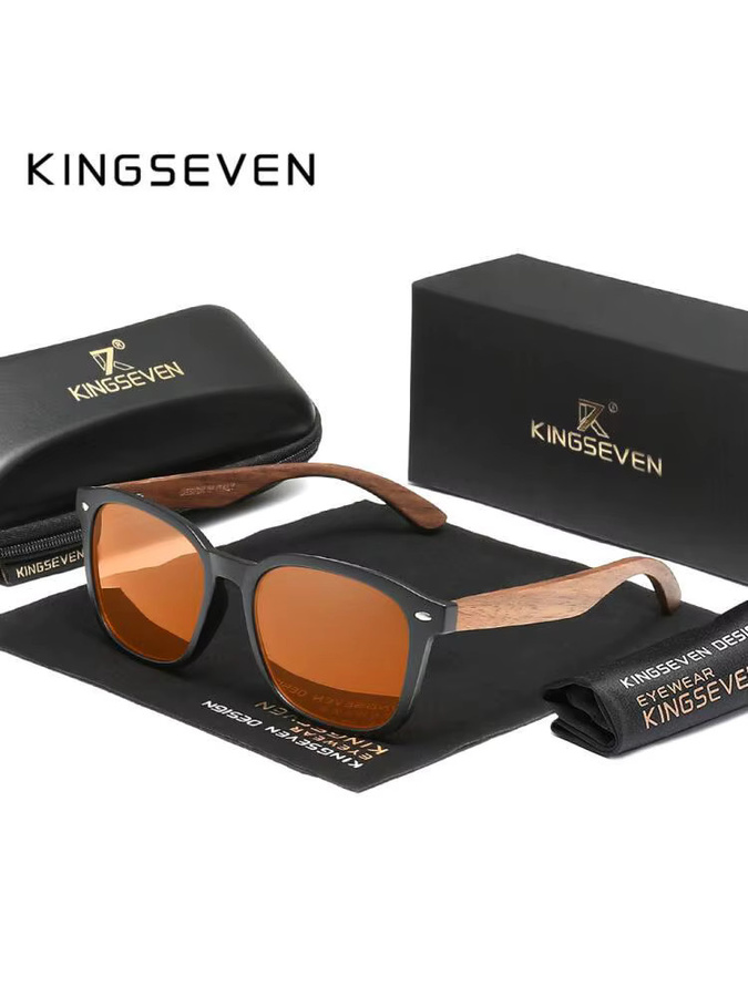 KINGSEVEN Korrektionsbrille, Eckig, Holz, Braun, Unisex, Vollrand - Bild 3