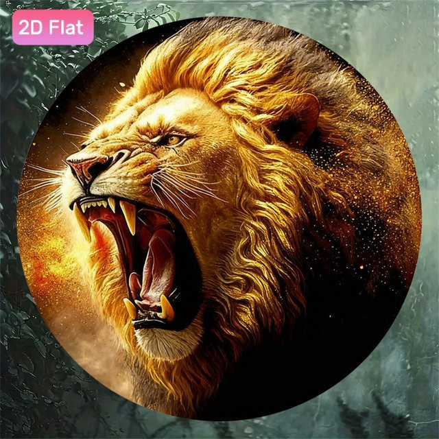 HELLOYOUNG Retro Vintage Metall-Blechschild mit goldenem Löwenkopf als dekorative Wanddekoration, quadratisch, Breite: 20,0 cm, Höhe: 20,0 cm - Bild 1