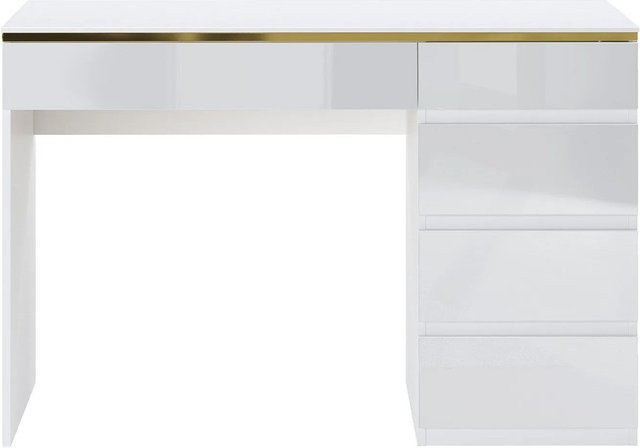 Vente-unique Schreibtisch Vukia Modern in Weiß und Gold, Breite: 119 cm - Bild 1