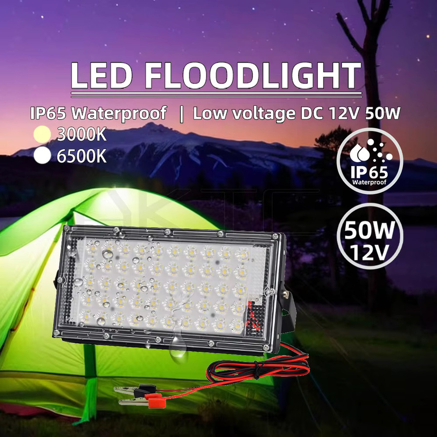 ankatec LED Outdoor Flutlicht Strahler 50W 12V DC in Schwarz mit 3000K Warmweiß für Garten und Batteriebetrieb - Bild 3